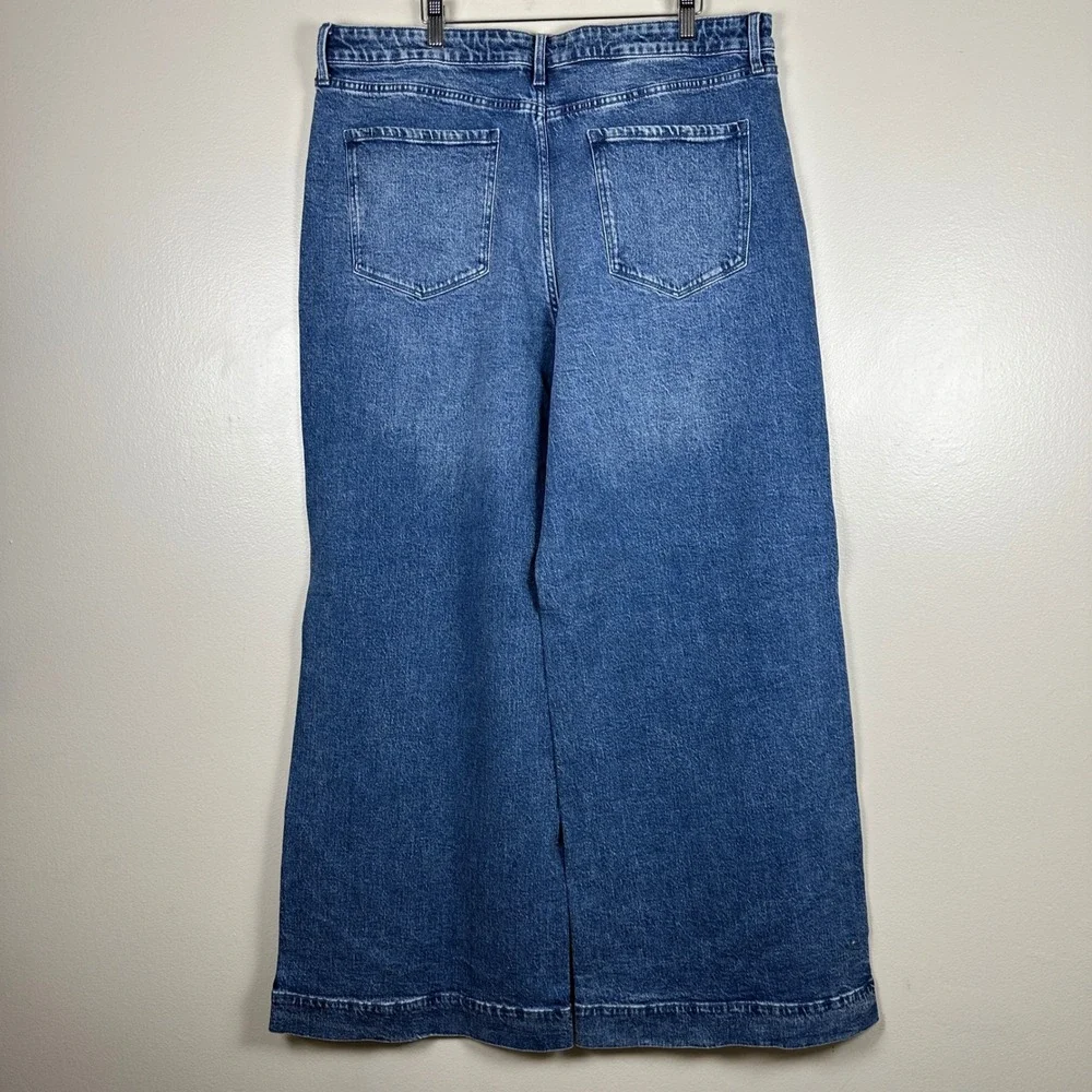 a.n.a Women's 18 Wide Leg Jeans Blue Highest Rise Studded Star Med Charm NEW